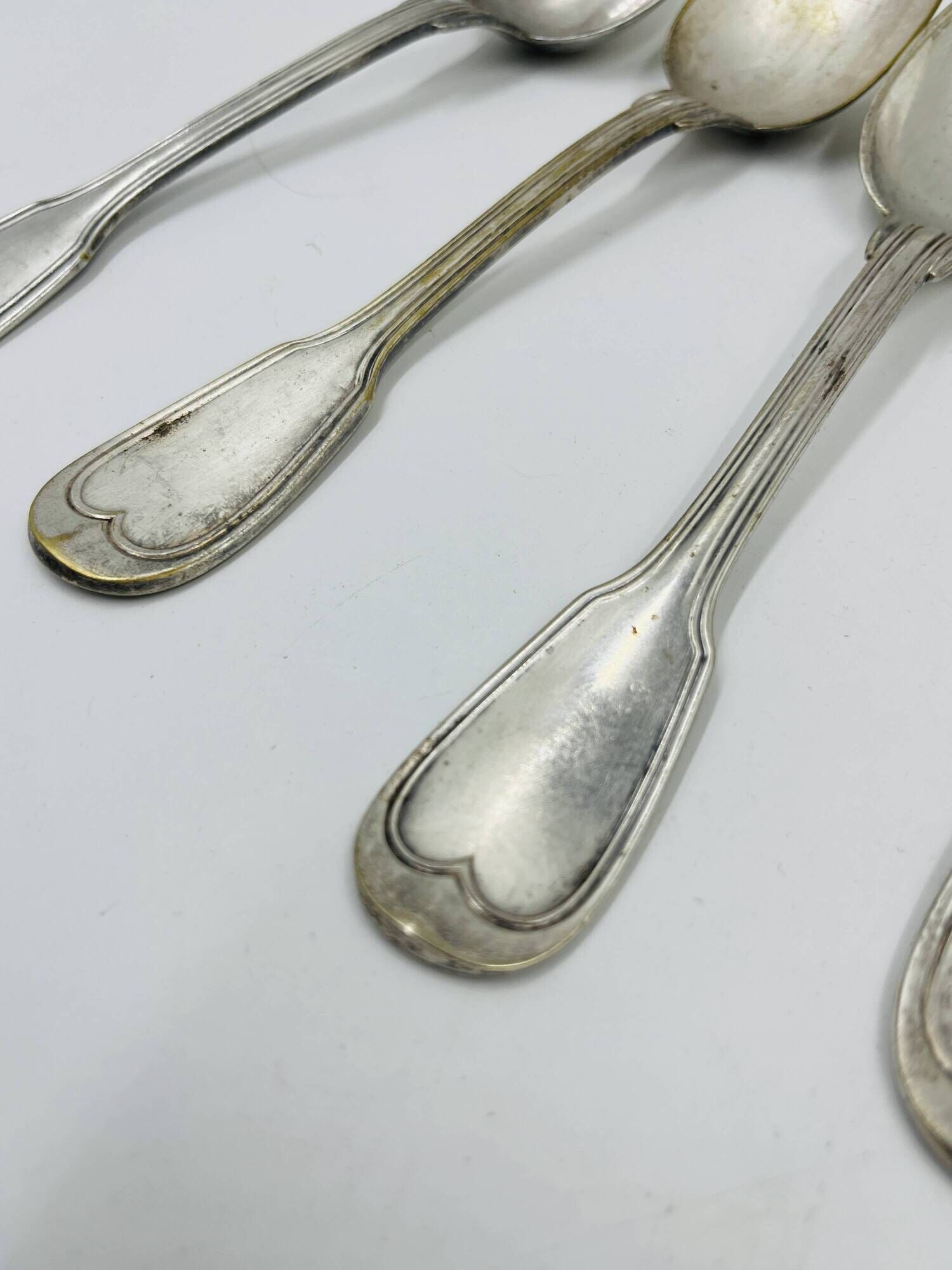 Lot of 6 Silver-Plated Metal Soup Spoons Wiskemann