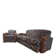 Convertible sofa and Art Deco armchair in Lelievre fabric.