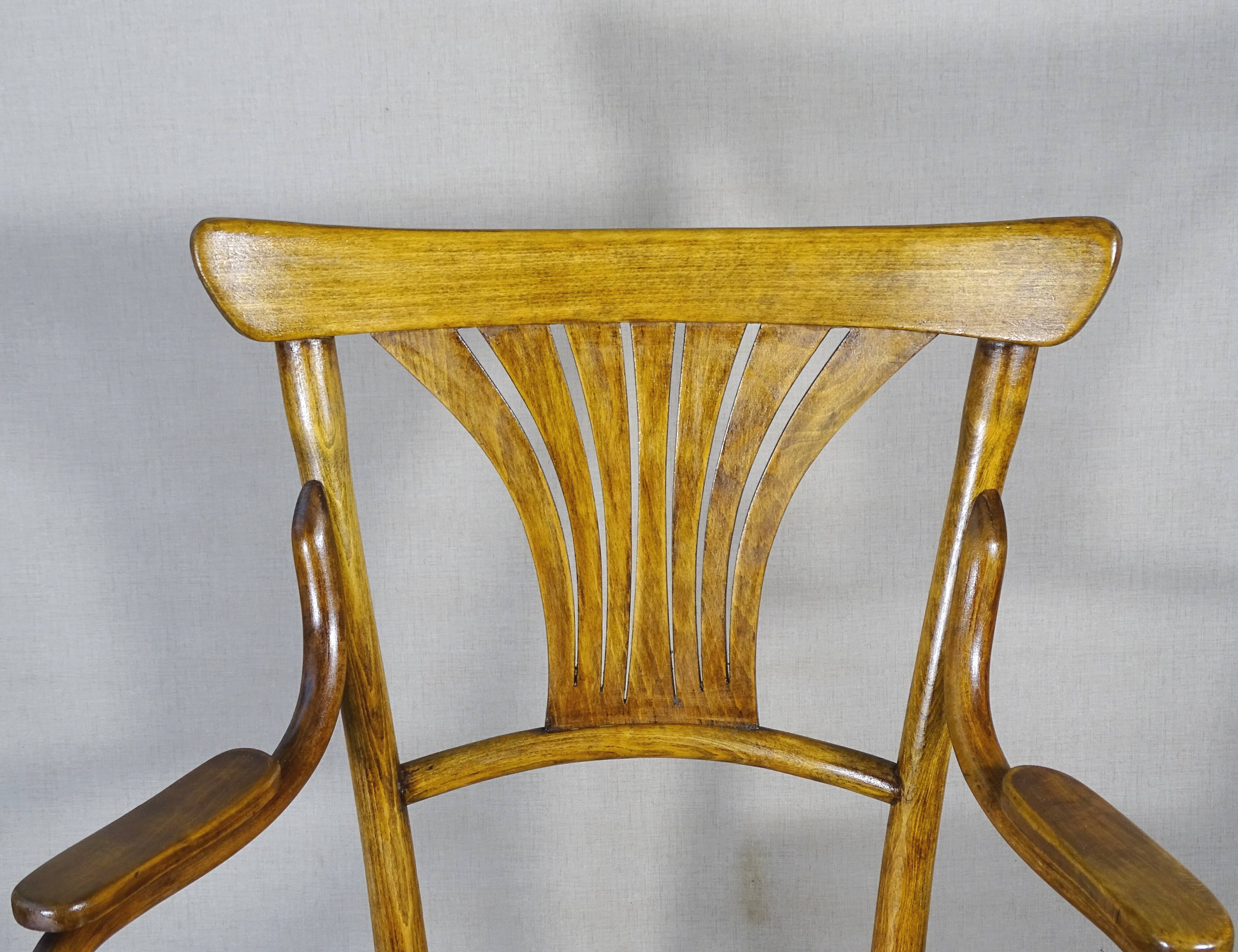 KOHN armchair N°196, circa 1905, bistro wood seat