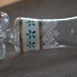 Liquor enamelled glass decanter, with flower decoration, Legras Montjoye, 1899-1900