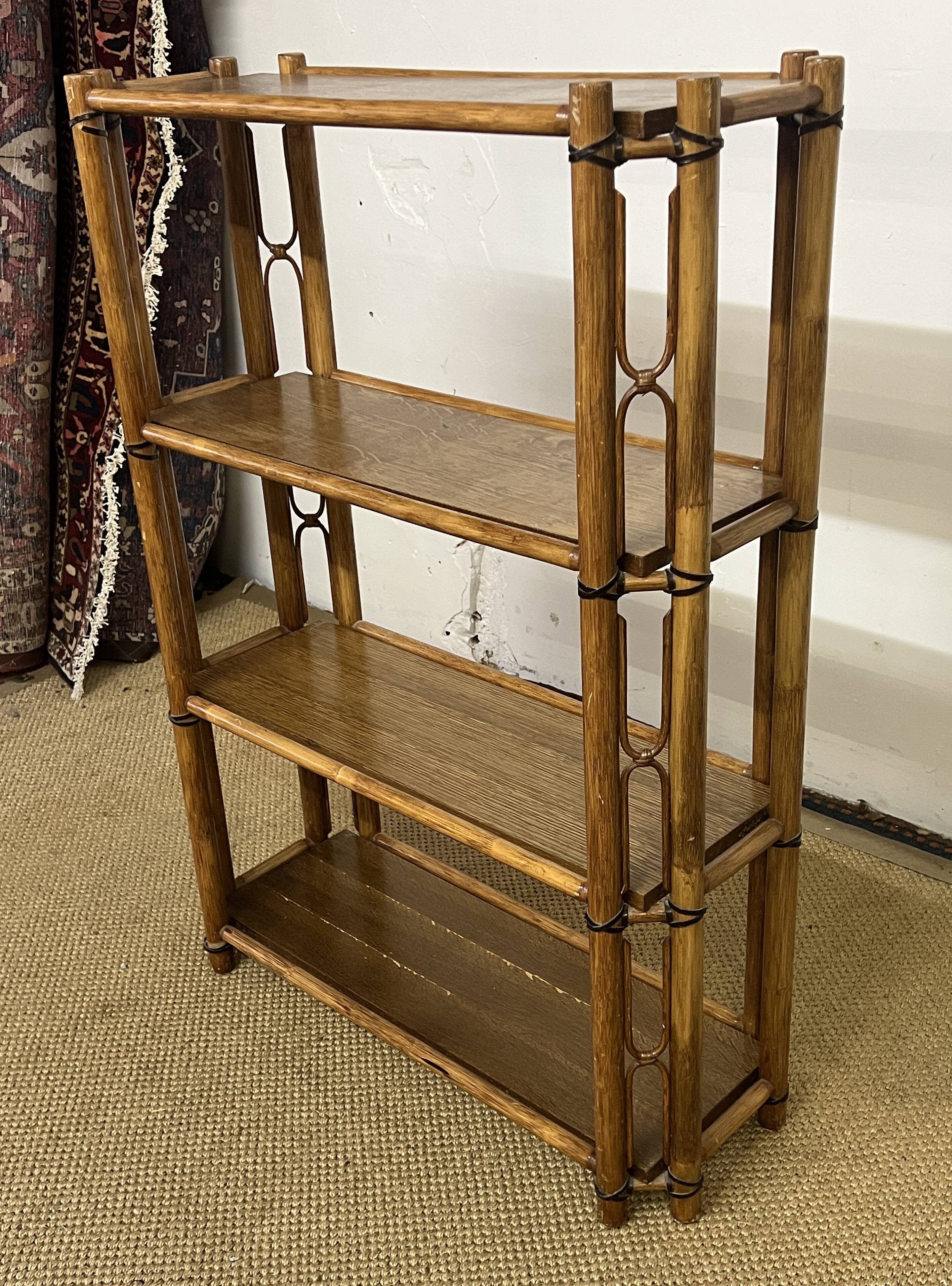 Bamboo and wood bookcase shelf, 1960