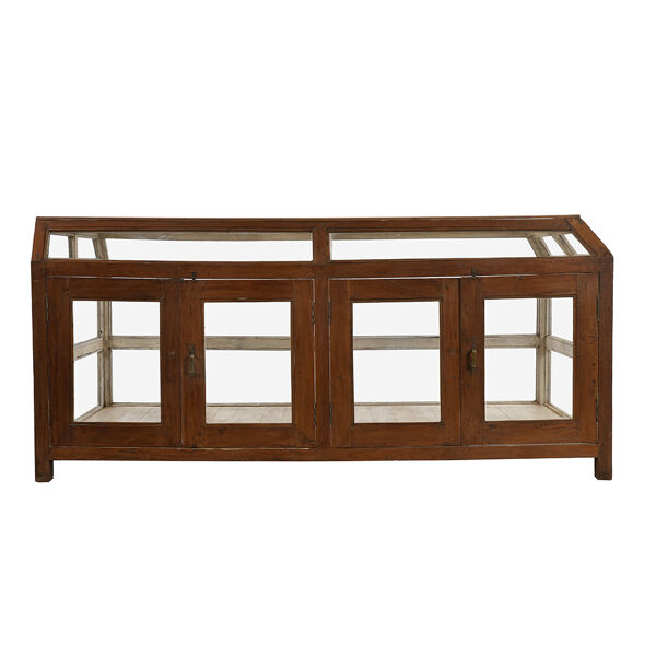 Vitrine de présentation en bois sur pieds