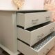 Commode des années 60, pieds compas, Douceur de l'Aube
