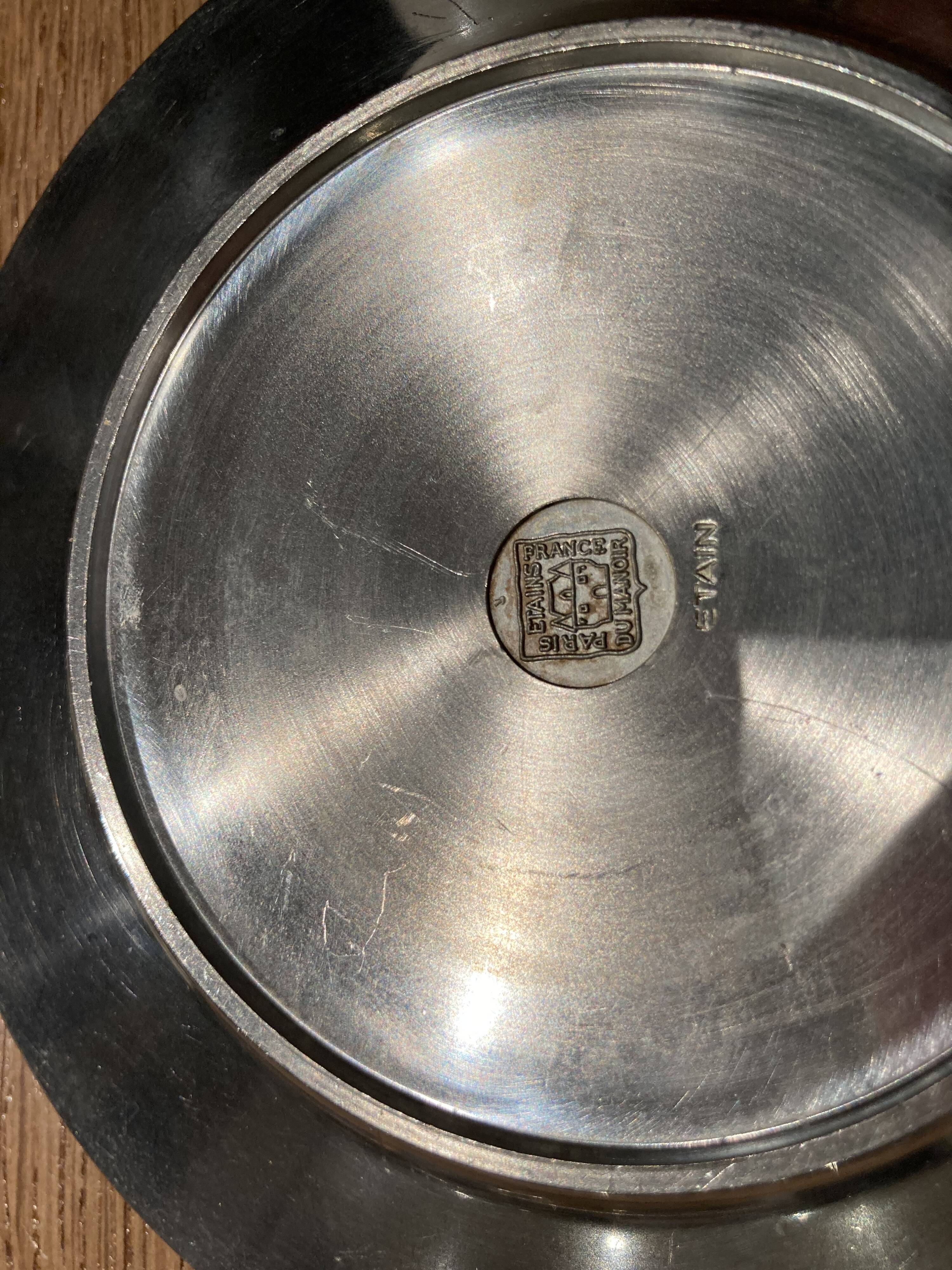 10 cups limoges and under cups in brushed tin