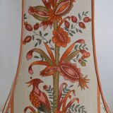 France 1970s - Vintage lamp with a chrome base and shade featuring Asian decor.