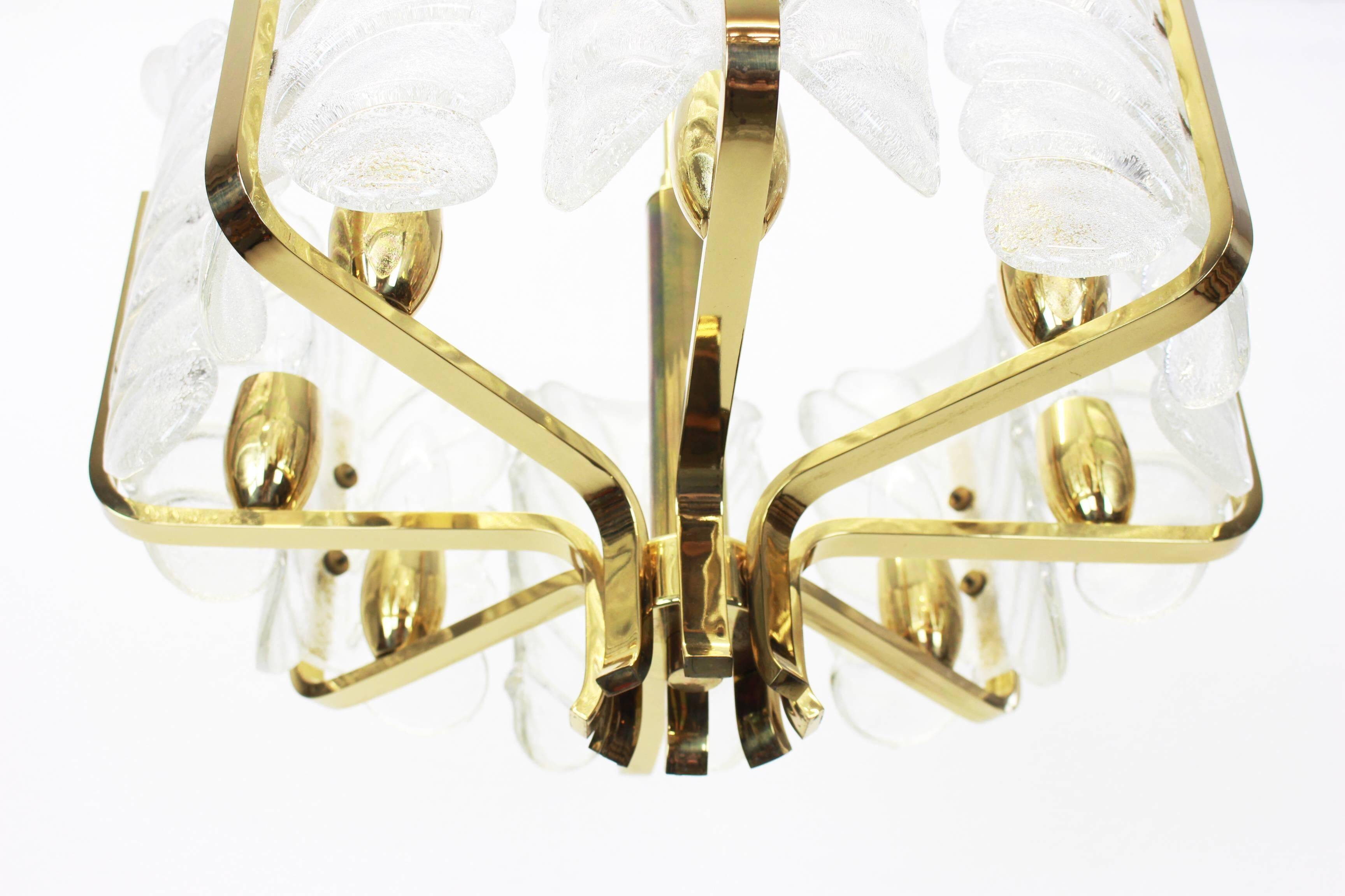 1 of 3 Stunning chandelier by Carl Fagerlund, Murano glass leaves, 1960s