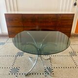 Italian round table in smoked glass 1970 Giotto Stoppino style