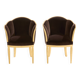 Paire de fauteuils en bois doré et velours marron parMaurice Dufrène, 1925