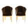 Paire de fauteuils en bois doré et velours marron parMaurice Dufrène, 1925