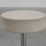 Vintage Mid-century design stool in chrome with white leather seat, 1970s