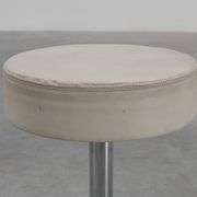 Tabouret vintage design Mid-century en chrome avec assise en cuir blanc, années 1970