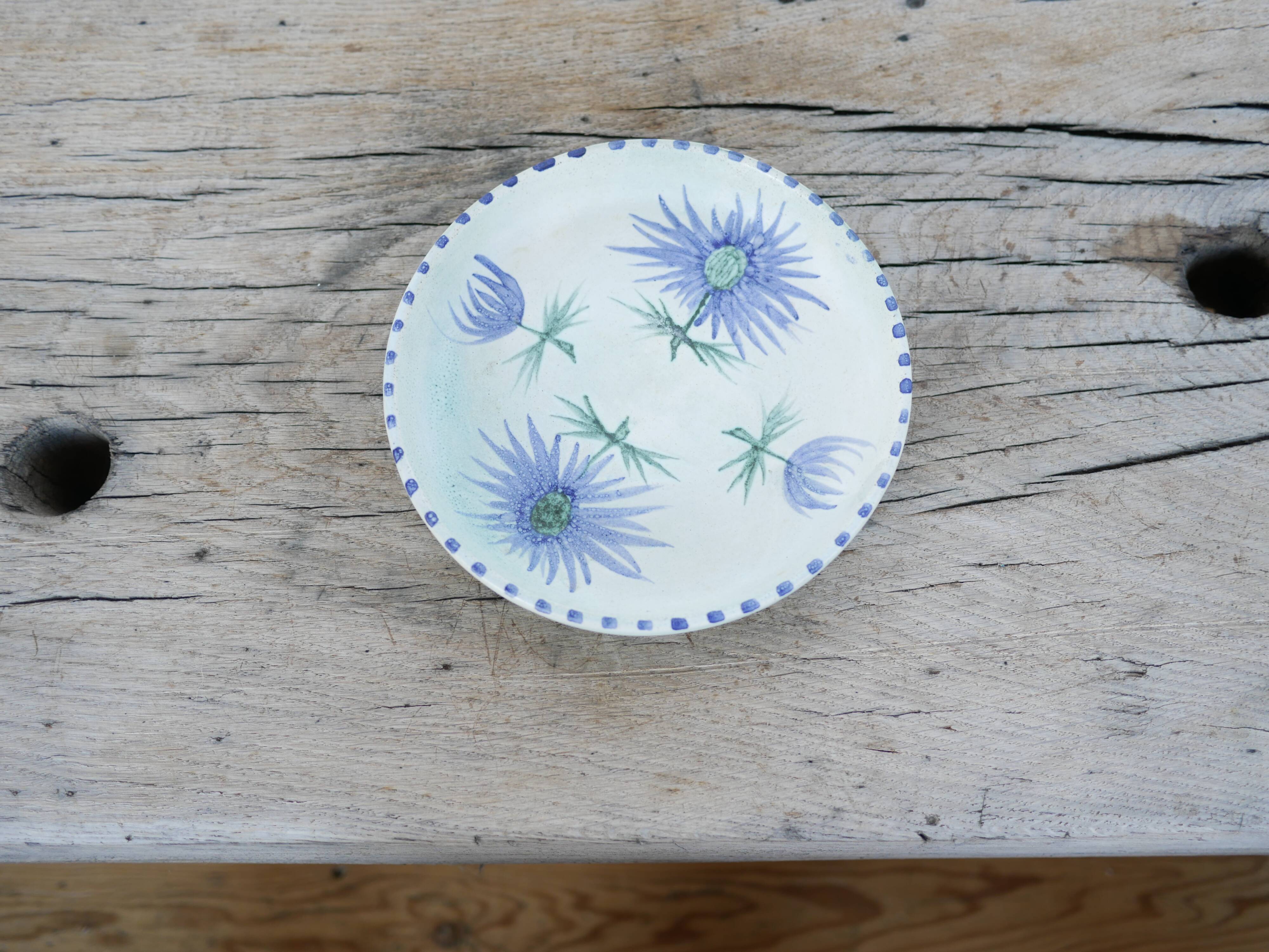 Vintage ceramic thistle plate by Marie Madeleine Jolly