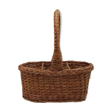 Wicker bottle holder one handle and 3 compartments