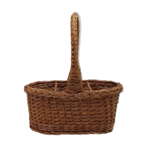 Wicker bottle holder one handle and 3 compartments