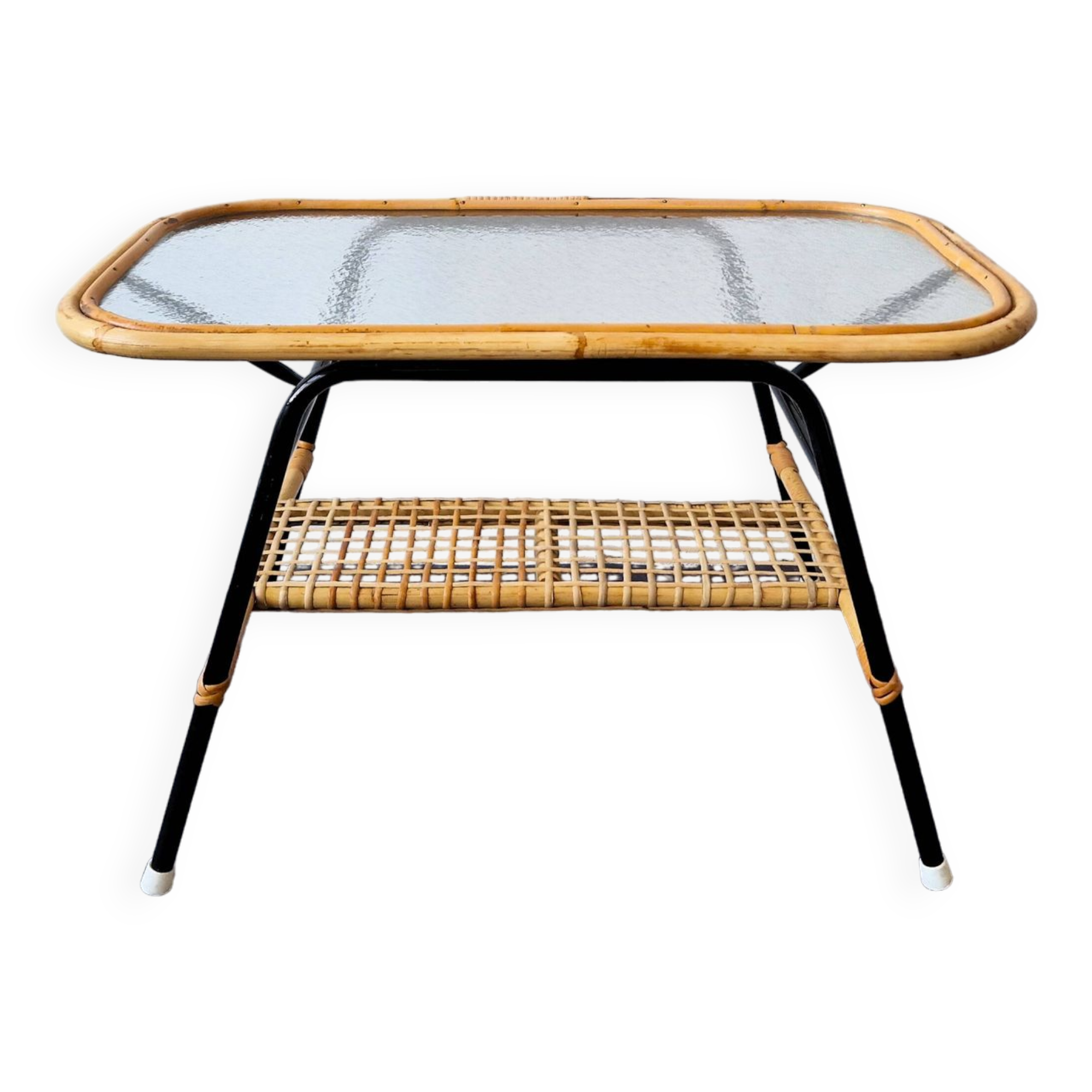 Rattan coffee table by Dirk van Sliedregt for Gebr. Jonkers, The Netherlands 1950's