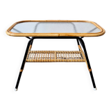 Table basse en rotin de Dirk van Sliedregt pour Gebr. Jonkers, Pays-Bas, années 1950