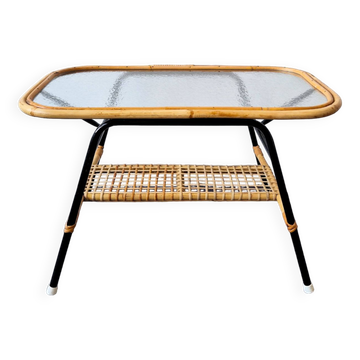 Rattan coffee table by Dirk van Sliedregt for Gebr. Jonkers, The Netherlands 1950's
