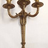 Magnificent Pair French Antique Bronze Triple Wall Lights Urn & Swag Detail