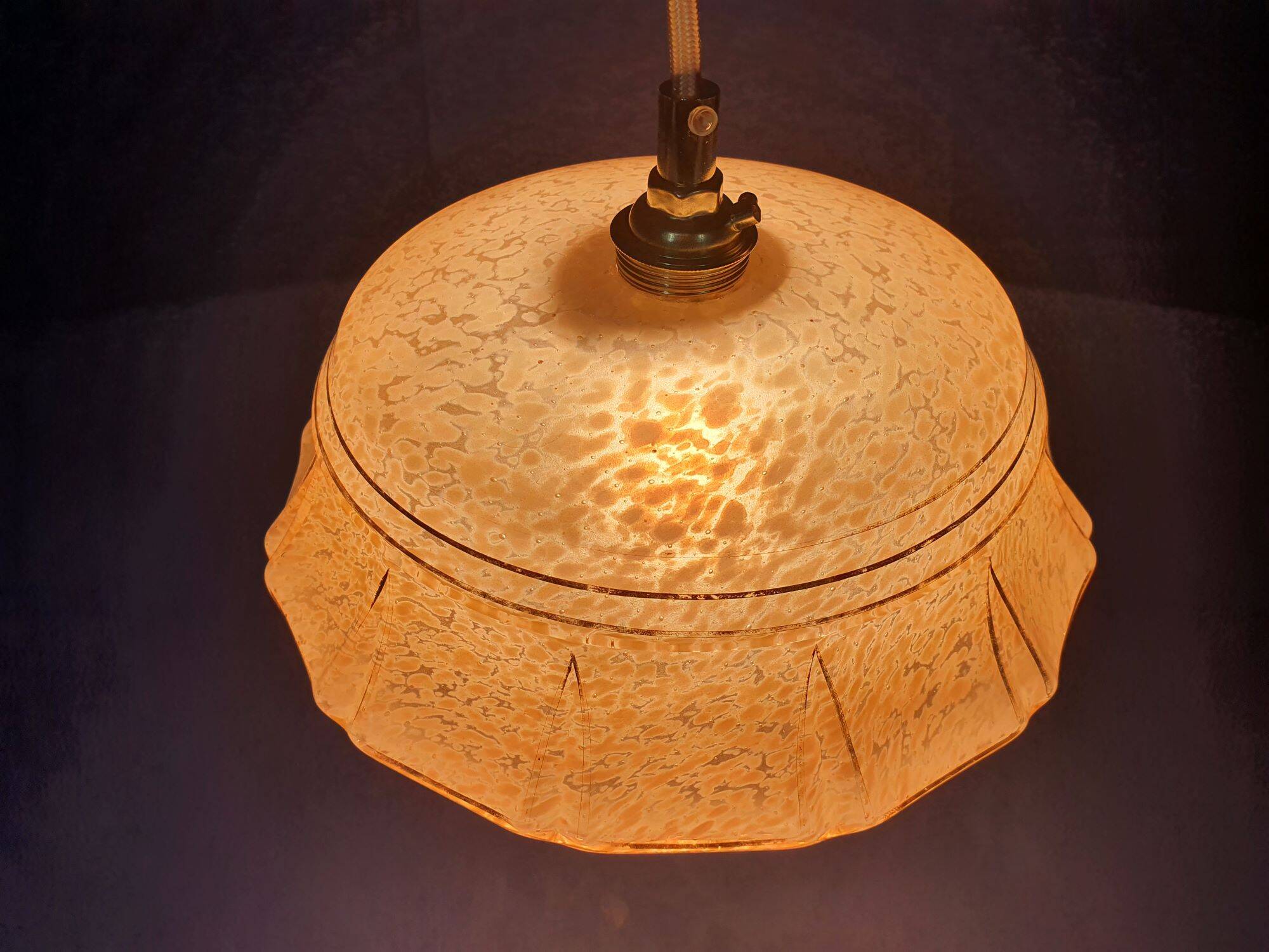 Art Deco pendant lamp from the 30s and 50s, vintage France - newly electrified