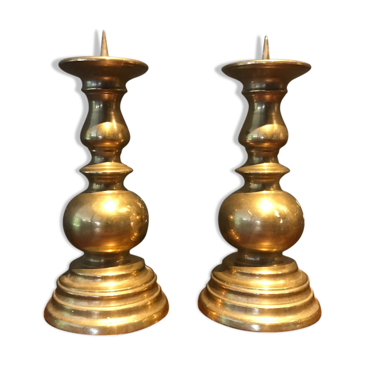pair of small brass candlesticks in the 70s