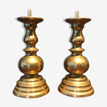 pair of small brass candlesticks in the 70s