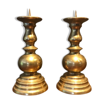 pair of small brass candlesticks in the 70s