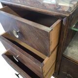 Vintage curved wooden sideboard / Art Deco wardrobe with mirror