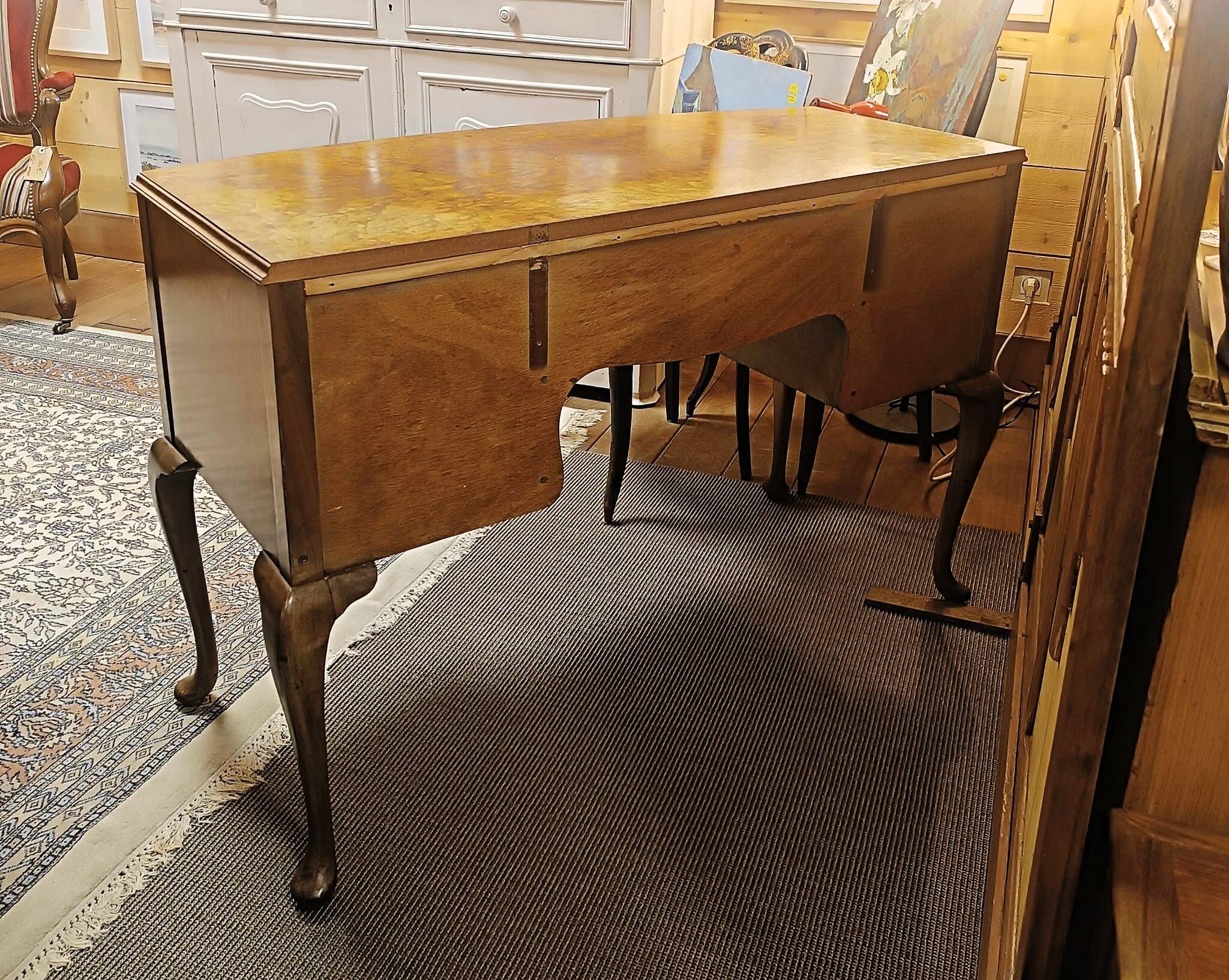 1930s Chippendale Burl Walnut Desk