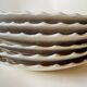 Set of 6 beige earthenware dinner plates, circa 1970, Sarreguemines, France.