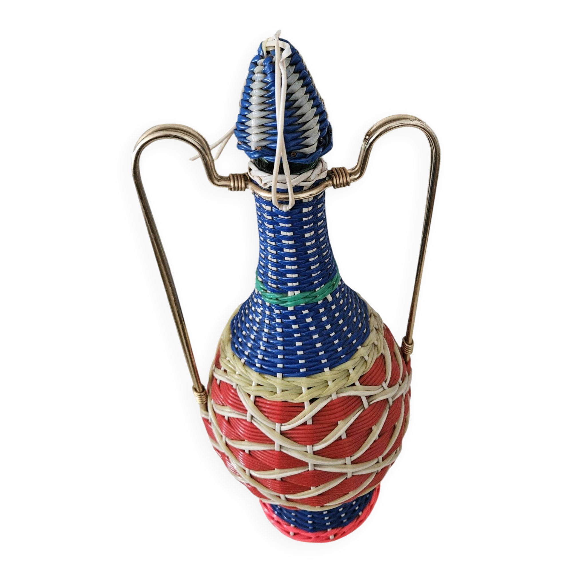 Carafe scoubidou en verre vintage