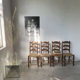 Rustic handcrafted oak chairs 1900