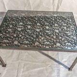 Coffee table wrought iron steel and thick glass unique impeccable condition