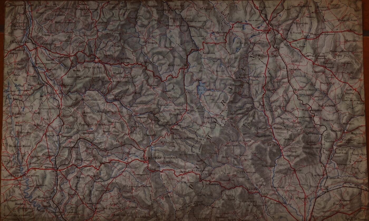 Old map of the Autun region of Château Chinon