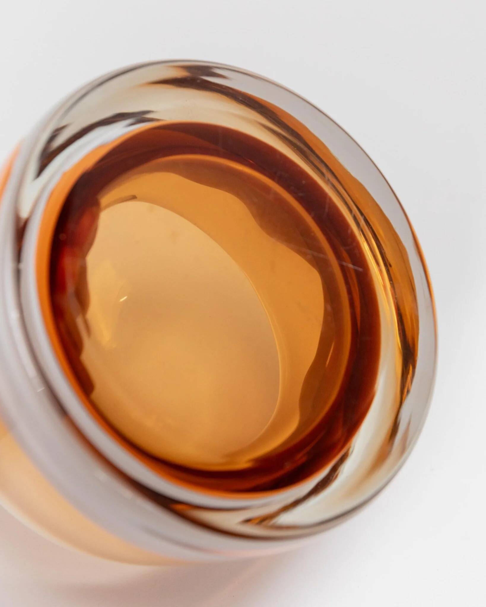 Vintage Skrdlovice Glass Bowl by Jaroslav Svoboda – Bold orange amber glass with white wave, Czech 1970s