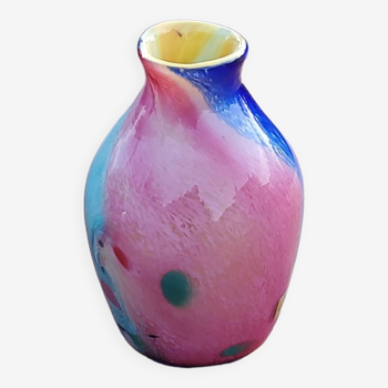 Vase en verre soufflé de Murano multicolore des années 70