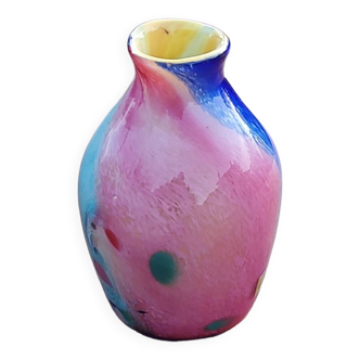 Multicolored Murano blown glass vase from the 70s
