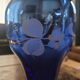 Hand-painted cobalt blue glass carafe – Bohemia – 1950s-1970s