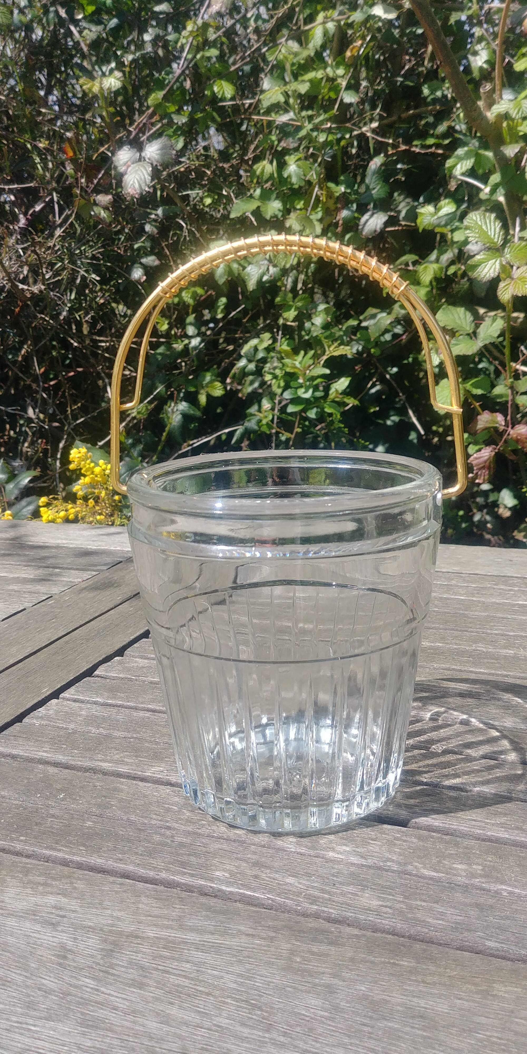 Vintage cut glass ice bucket 60s