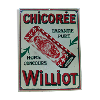 Plaque en tôle "Chicorée Williot" 24x32cm 1920