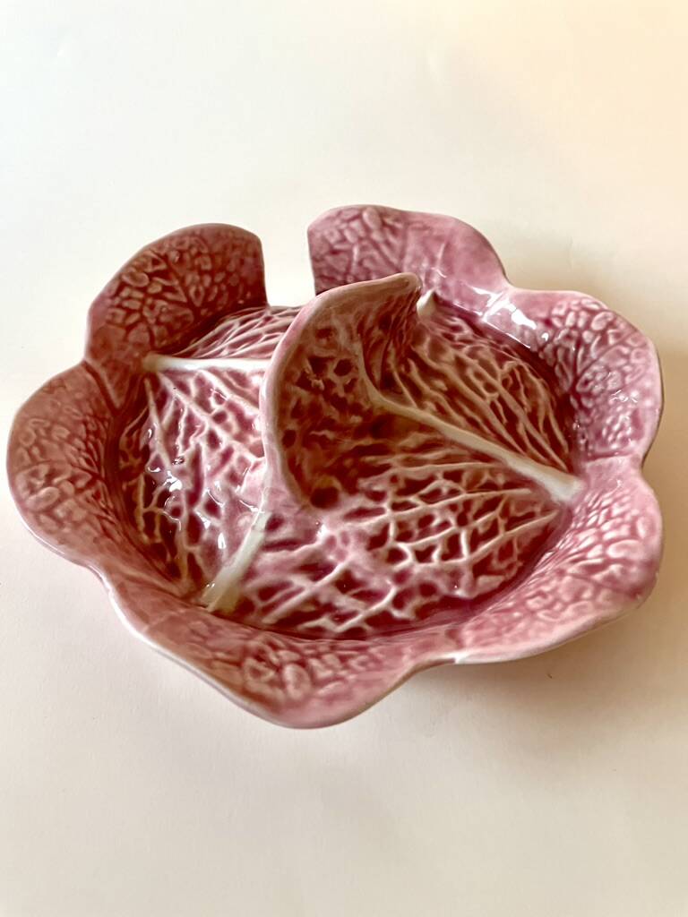 Secla soup tureen vintage pastel rose in Majolica – Cabbage model – 1970s