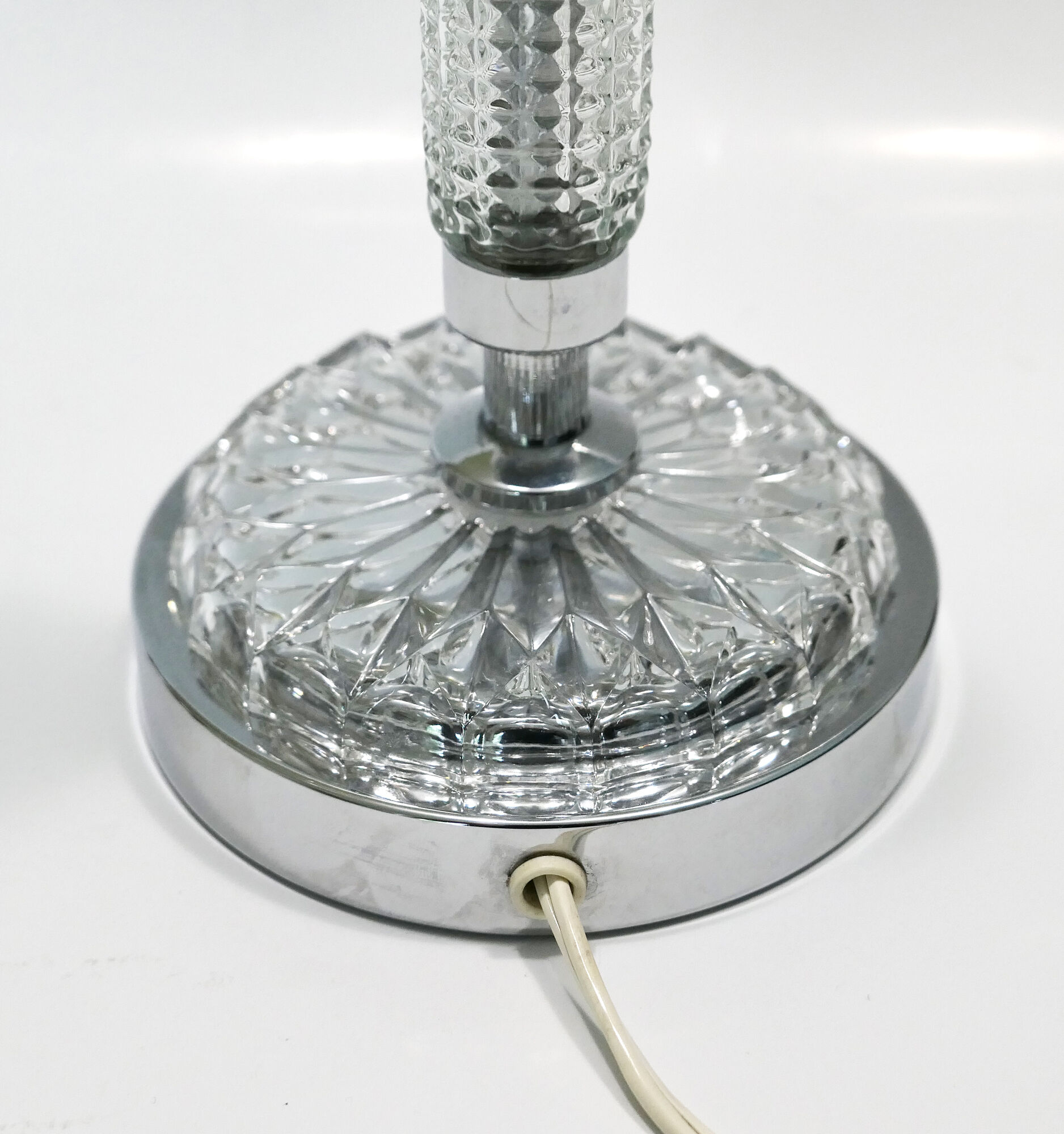 Table lamp glass er metal chrome 1970's