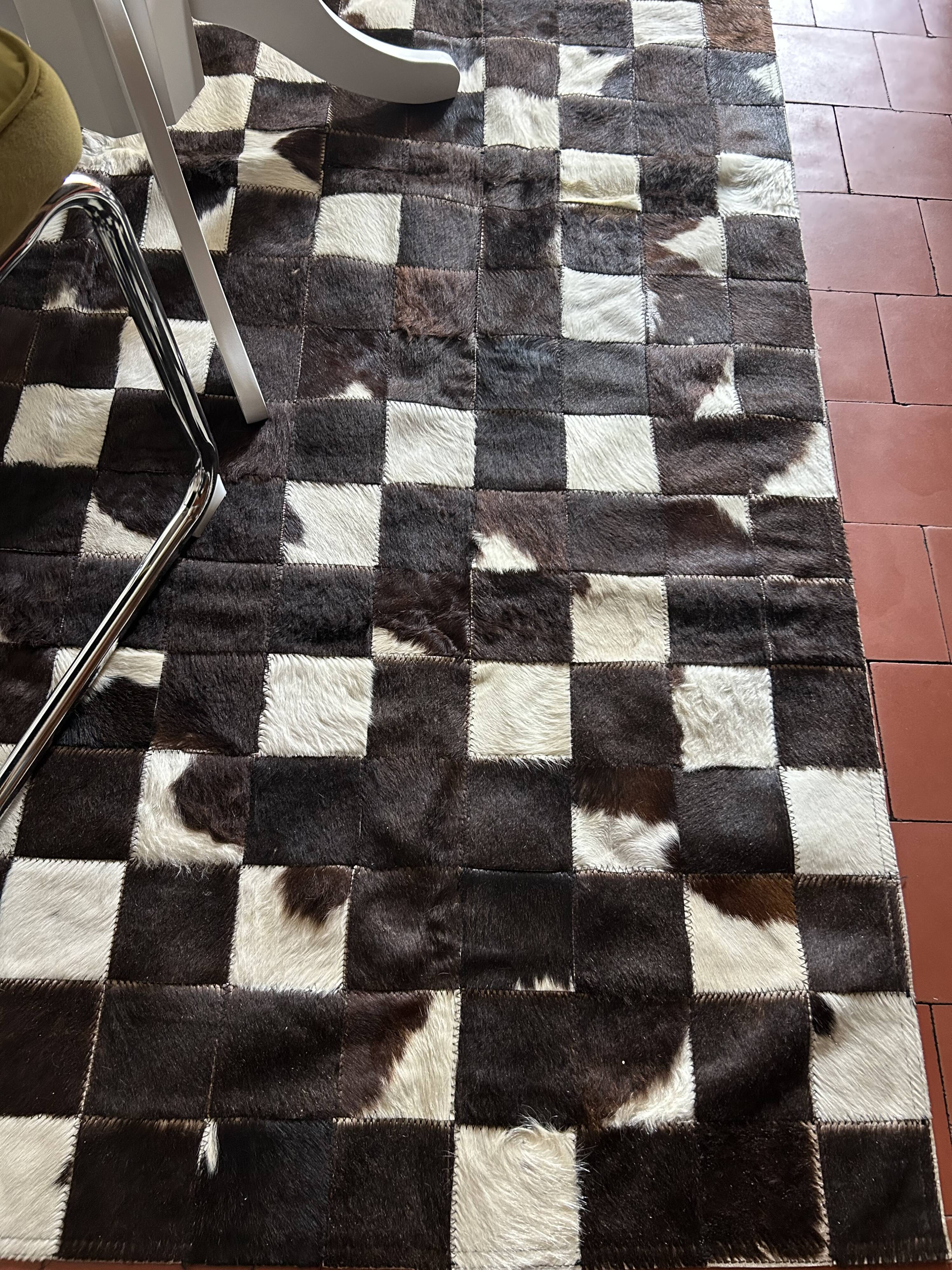 Tapis patchwork en véritable peau de vache 170 × 240 cm