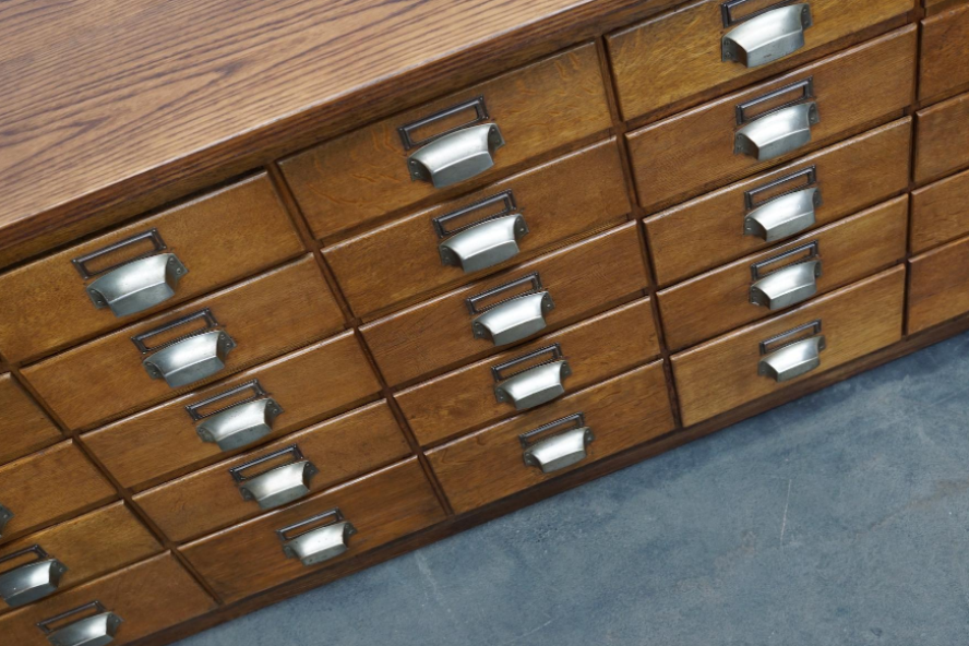 German apothecary's cabinet in oak mid-twentieth century