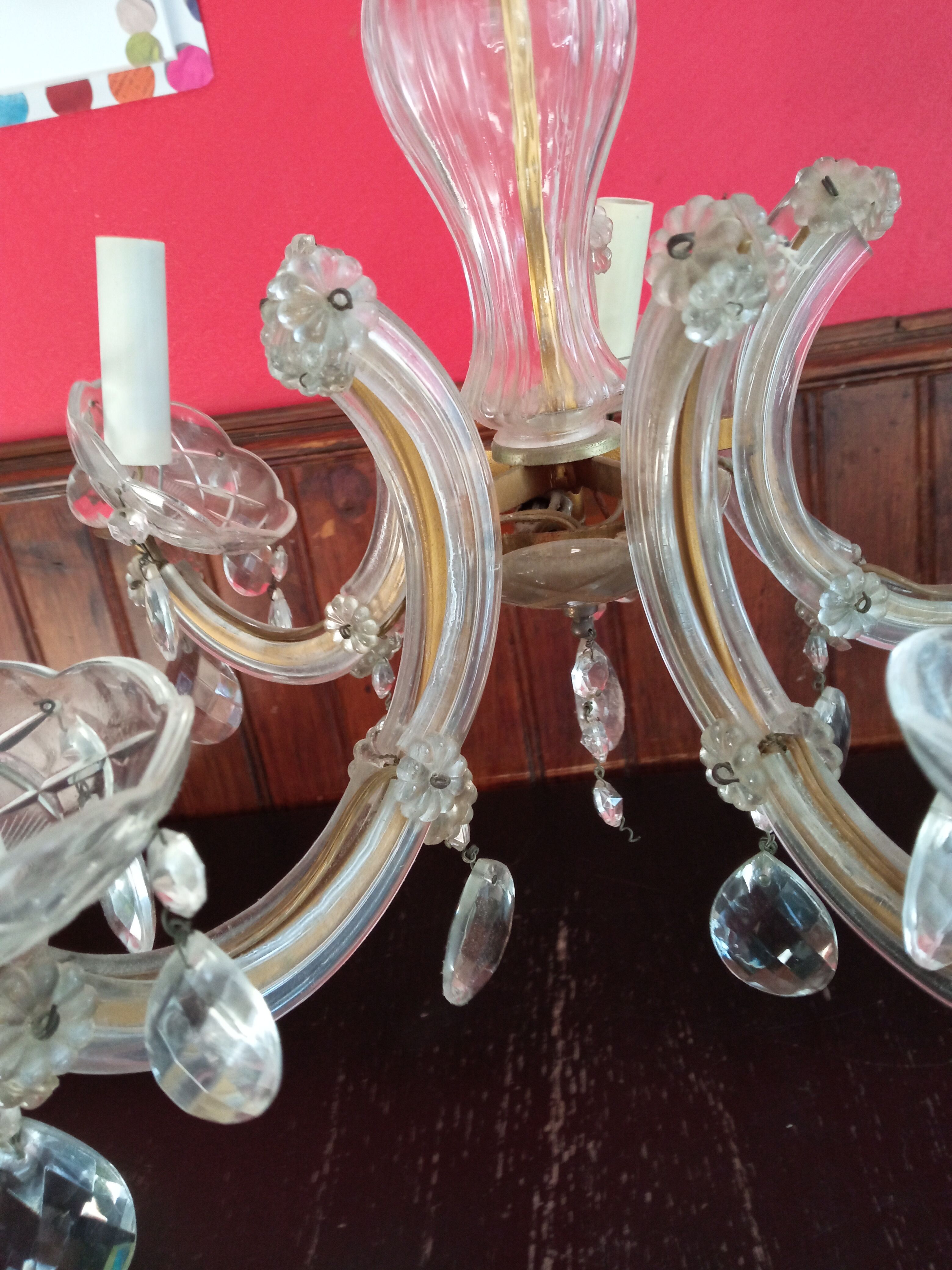 Old chandelier glass and brass