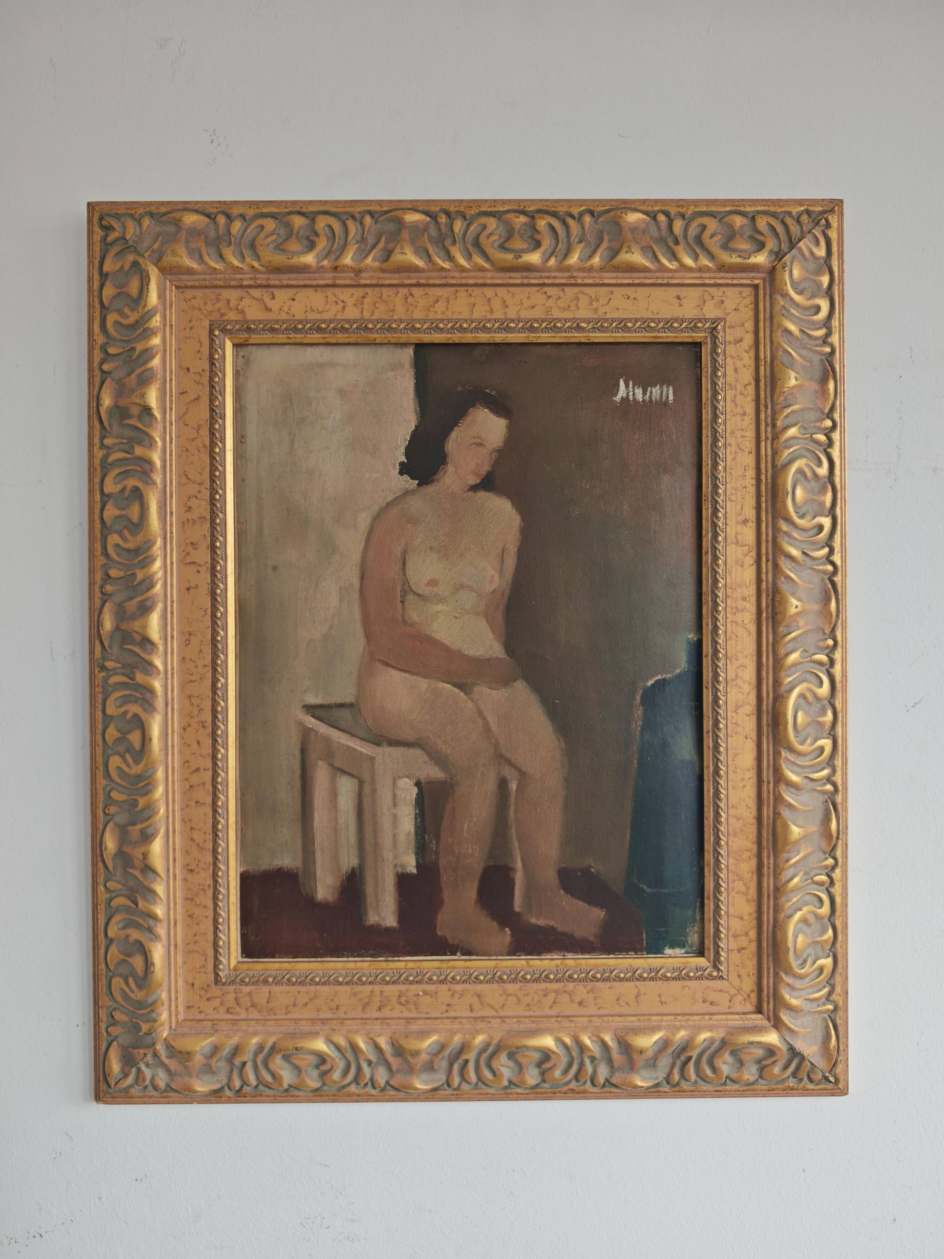 "Seated Nude in Interior", oil on canvas, unknown artist, Yugoslavia 1950s