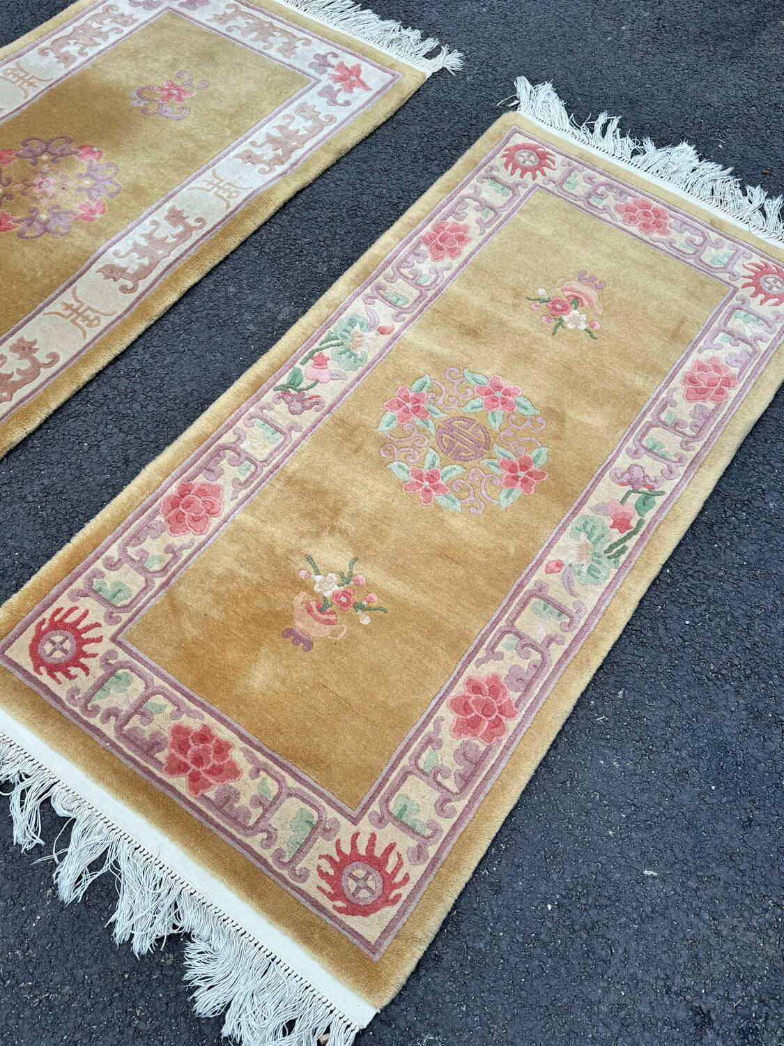Pair of vintage Chinese pure wool rugs. Beijing, circa 1950