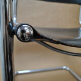 chair design vintage tubes chrome leather black