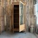 Antique mirrored wardrobe in pitch pine (renovated)