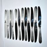 RENEKA Lot of 12 table knives with crossed ribbons and silver-plated metal, 24.5cm