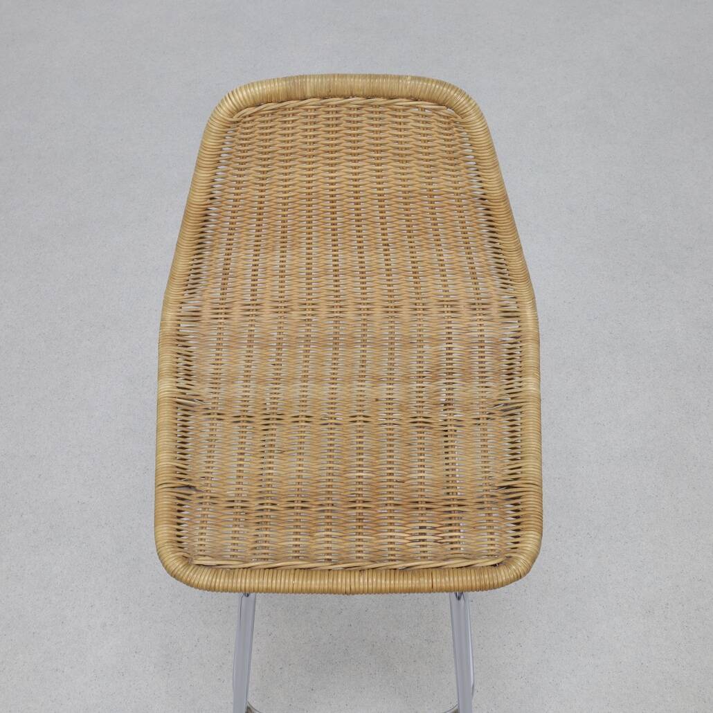3x bar stool in rattan and chrome by rohé noordwolde, 1960s